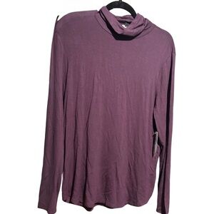 Joan Vass Purple Turtleneck Tunic Top NWT